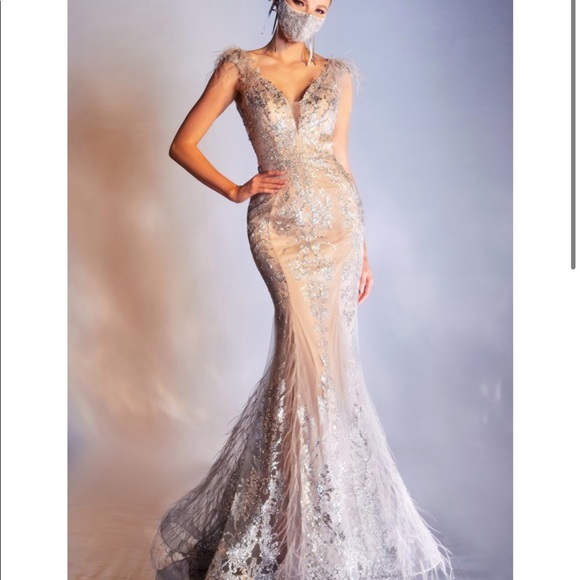 Feathered Mermaid Evening Gown - Picture 7 of 7